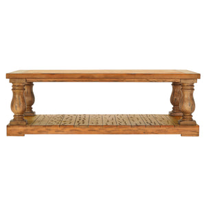Homelegance By Top-Line Sammson Baluster 60-inch Reclaimed Wood Coffee Table Light Natural Veneer