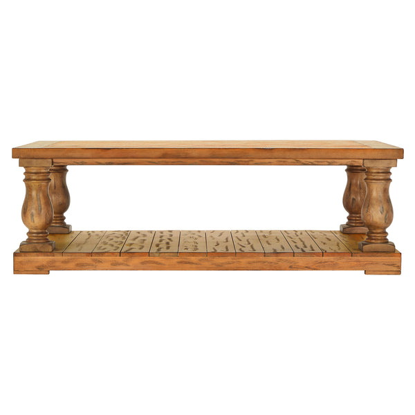 Homelegance By Top-Line Sammson Baluster 60-inch Reclaimed Wood Coffee Table Light Natural Veneer