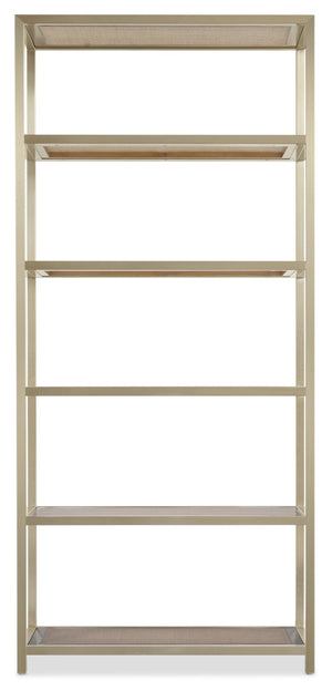 Hooker Furniture Melange Stainless Cane & Glass Etagere — 5-Shelf Vertical Display, Industrial-Organic Accent (85") 628-50736-15