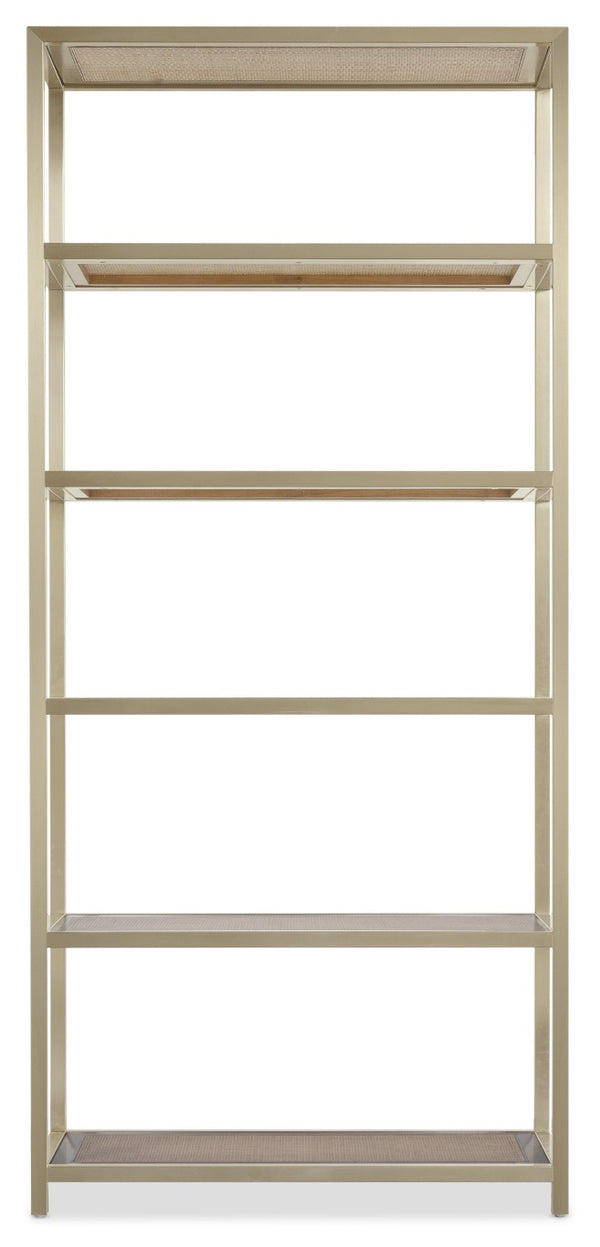 Hooker Furniture Melange Stainless Cane & Glass Etagere — 5-Shelf Vertical Display, Industrial-Organic Accent (85") 628-50736-15