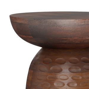 English Elm Boyd Handcrafted 13-Inch Solid Mango Wood Accent Table In Warm Dark Brown For Stylish Spaces B136P158432