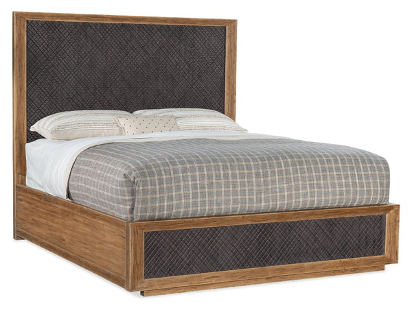 Hooker Furniture Big Hickory Queen Panel Bed With Rustic Crosshatch Texture, Charcoal Furrowed Bark Finish, Durable Craftsmanship 87.75 L x 63.75W x 70.25H 6700-90250-80