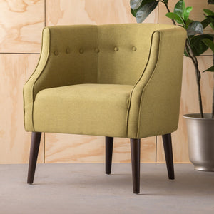 English Elm Club Chair Barrel Silhouette Button Tufted Fabric Accent Seat with Tapered Birch Legs 60007.00TEL