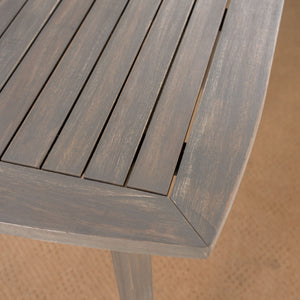 English Elm Indoor Solid Acacia Square Dining Table Mid-century Tapered Legs Teak Finish 63258.00GRY