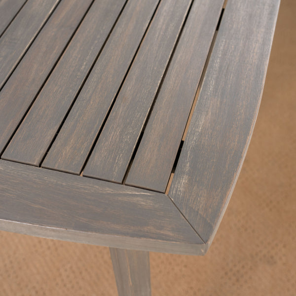 English Elm Indoor Solid Acacia Square Dining Table Mid-century Tapered Legs Teak Finish 63258.00GRY