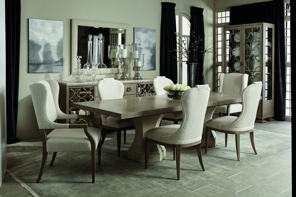 Bernhardt Bernhardt Santa Barbara 7-Piece Dining Set With Extendable Table, Cerused Oak Veneers & Tan Upholstery Sandstone; Textured Cameo K1935