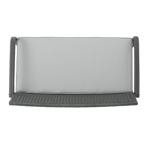 English Elm Christopher Knight Home® - CORDOBA PE Rattan 4-Pc Wicker Chat Set with Cushions, Iron Legs & Waterproof Fabric Comfort Grey 57458.00GRY