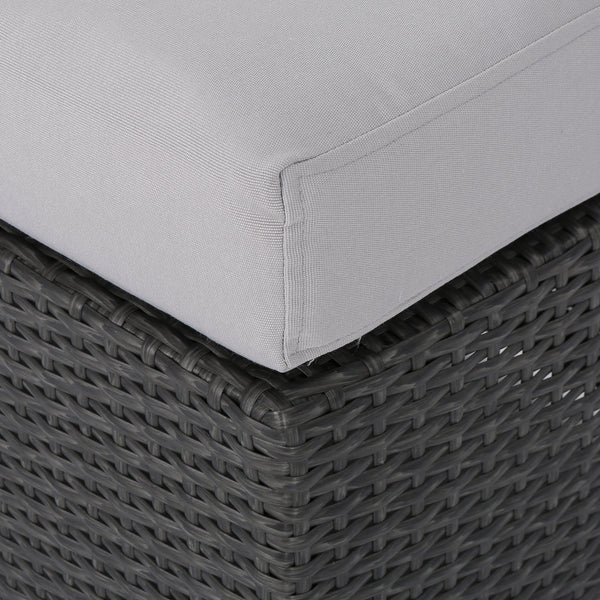 English Elm Christopher Knight Home® - SANTA SANTA ROSA BENCH Grey+Silver Wicker Outdoor Patio Bench with Foam Cushion, Weatherproof, 300lb Capacity 62571.00GRY