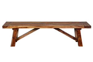 Porter Designs Kalispell Solid Sheesham Wood Dining Bench – Handcrafted Elegance For Your Home Brown Wood 07-196-13-2439