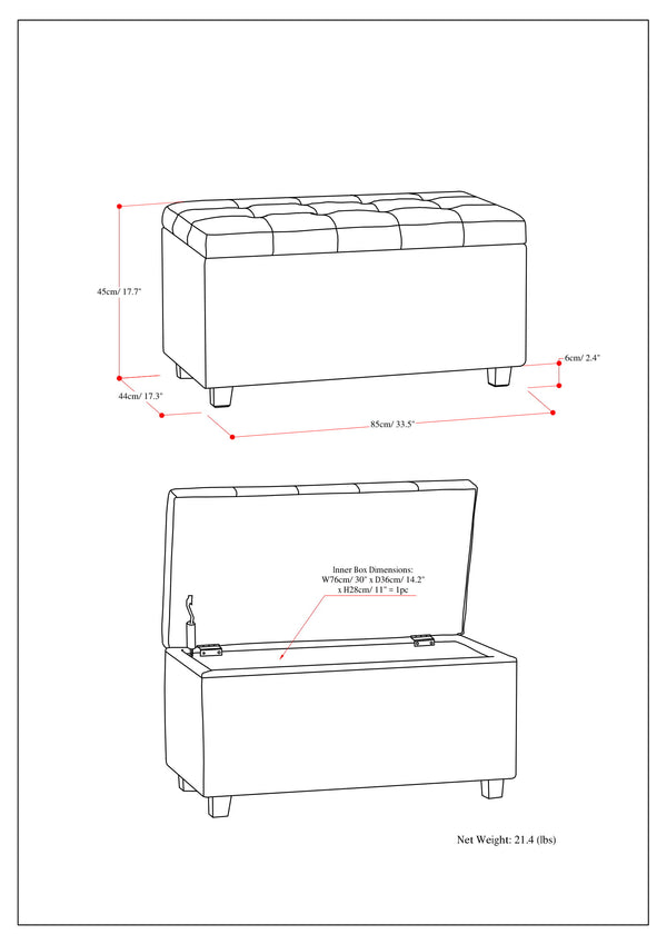 English Elm Cosmopolitan Blue Velvet Storage Ottoman - Elegant Multi-Functional Seating & Stylish Organizer B136P159764