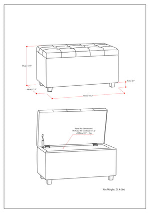 English Elm Cosmopolitan Red Storage Ottoman - Stylish Faux Leather, Child-Safe, Multi-Functional Seating & Storage B136P159773