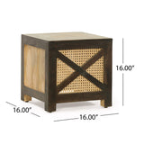 Christopher Knight Home® - Noble House - Colstrip Boho Handcrafted Mango Wood Ottoman Stool, Natural and Walnut