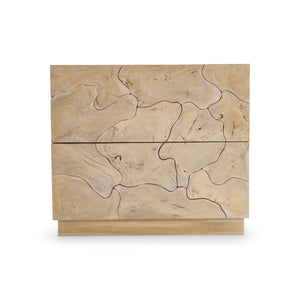 Bernhardt Bernhardt Calavaras Nightstand With Sliced Teak Open-Work Pattern, 2 Push-Open Drawers, Bleached Finish 347232