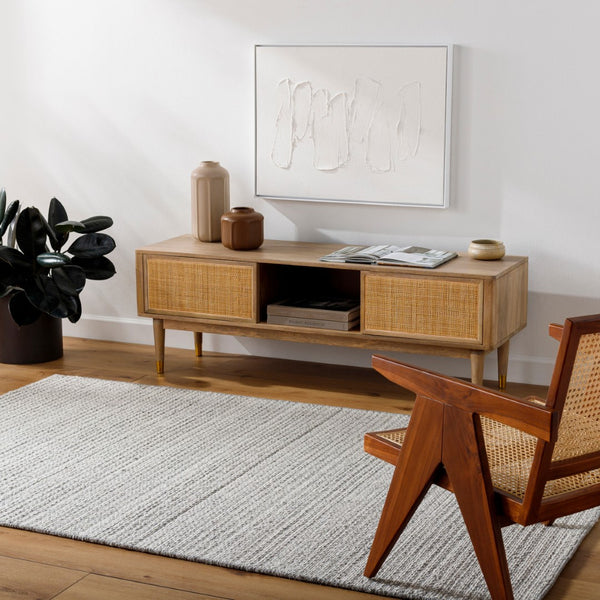 Surya Rio De Janeiro Rjo-2300 2' X 3' Luxurious Handmade Area Rug - Soft, Durable, Unique Design For Home Silver Wool,Polyester Rjo2301-810