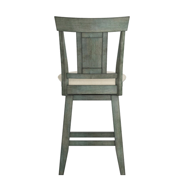 Homelegance By Top-Line Juliette Panel Back Counter Height Wood Swivel Chair Green Rubberwood