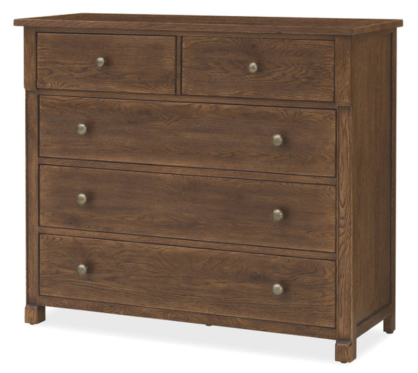 Hooker Furniture Driftwood Buckboard Five-Drawer Chest With Cedar Lined Bottom, Self-Closing Drawers & Knobs Medium Wood 6820-90011-85