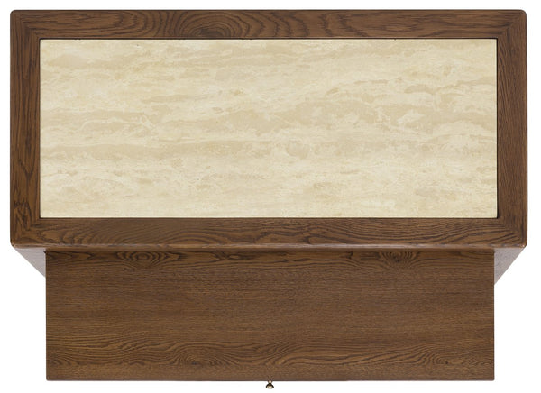 Hooker Furniture Driftwood Oak and Stone Nightstand Worn Saddle Finish with Drawer and Pullout Tray 6820-90216-85