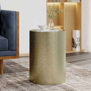 English Elm Christopher Knight Home® - METAL Round Hammered Accent Side Table with Textured Iron Frame, Modern Industrial Chic Decor Gold 65502.00GLD