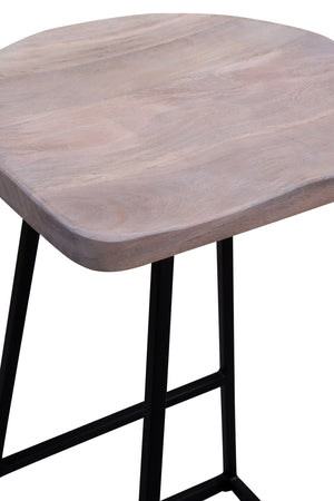 Porter Designs Clement Solid Acacia Wood Bar Stool With Sleek Lines And Comfortable Scooped Seat White Wood 07-196-10-2096