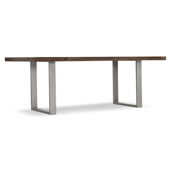 Bernhardt Bernhardt Draper Distressed Pine Dining Table With Dual Steel Pedestals, Sable Brown Top, 84" Wide 303224B