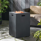 Christopher Knight Home® - Noble House - Wellington Outdoor 30,000 Btu Square Fire Column, Brushed Black