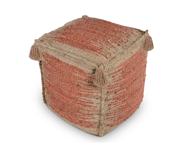 English Elm Steve Silver - Jafar Handwoven Square Jute Pouf in Red – Sustainable 91% Jute Cover, Cotton Lining, Thermocol Fill (21x21x20.75) B081P157399
