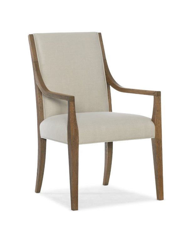 Hooker Furniture Chapman Upholstered Arm Chair In Samantha Taupe With Sorrel White Oak Frame, Distressed Rustic Flair 6033-75400-85
