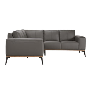 Porter Designs Porter Pietro Top Grain Leather Sectional In Charcoal - Elegant Italian Design With Comfort & Style Gray Leather 02-204-09l-2110-kit