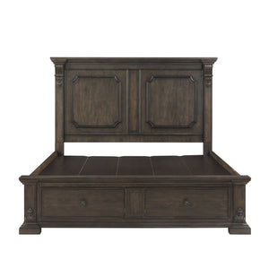 A.R.T. Furniture Heritage Hill Queen Storage Bed With Usb Ports, Elegant Acacia & Oak Design, Dual Footboard Drawers Brown One (1) Usb Port On Each Headboard Post 341135-2816