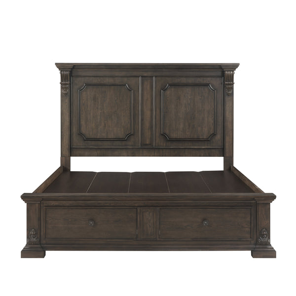 A.R.T. Furniture Heritage Hill Queen Storage Bed With Usb Ports, Elegant Acacia & Oak Design, Dual Footboard Drawers Brown One (1) Usb Port On Each Headboard Post 341135-2816