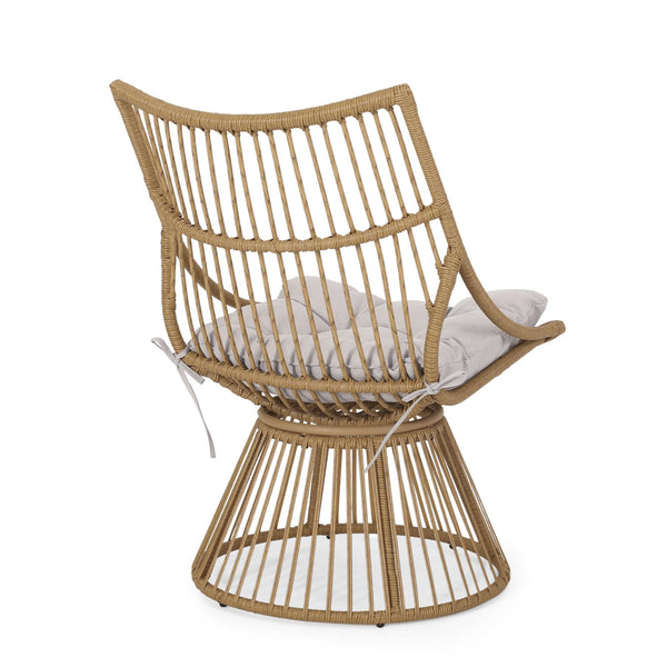 English Elm Elaine Outdoor Club Chair and Side Table Set Faux Rattan Woven Iron Patio Duo 71841.00