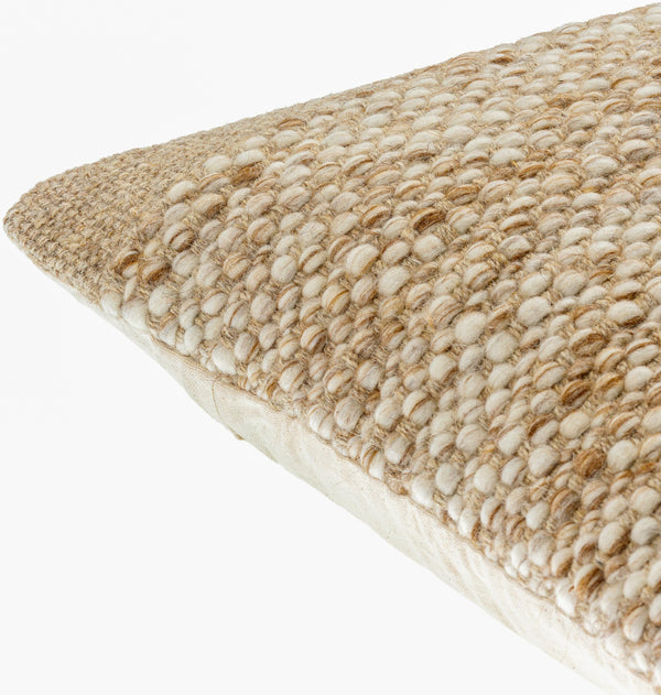 Surya Rukmini Cozy 18"X18" Farmhouse Accent Pillow - Elegant Wool-cotton Blend For Home Decor Charm Ivory Wool,Polyester,Cotton Rki002-2222