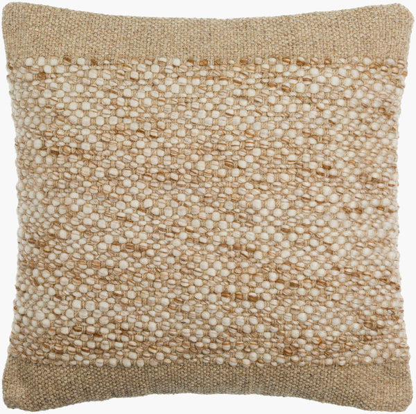 Surya Rukmini Cozy 18"X18" Farmhouse Accent Pillow - Elegant Wool-cotton Blend For Home Decor Charm Ivory Wool,Polyester,Cotton Rki002-2222
