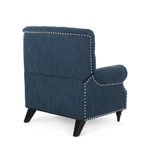 English Elm Christopher Knight Home® - Classic Classic Style Fabric Push Back Chair with Rivet Detail, Rolled Arms & Plush Cushions for Comfort and Stability Navy Blue 71909.00NBLU