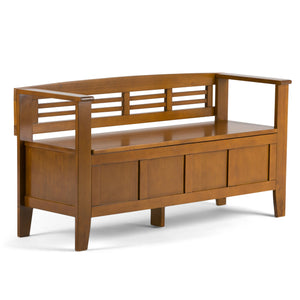 English Elm Adams Entryway Storage Bench - Handcrafted Light Avalon Brown With Lift-Top Design & Seating For Two B136P158098