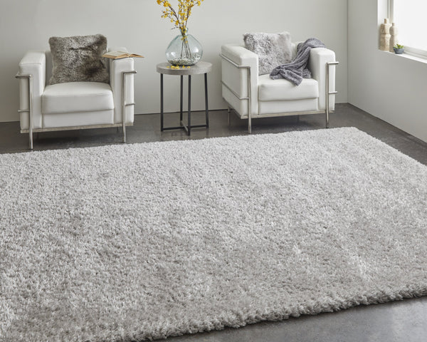 Feizy Rugs Darian Plush High Pile Polyester Shag Rug - Cozy, Modern Design For Effortless Home Elegance Silver,Gray Polyester Drn39k0flgy000g00