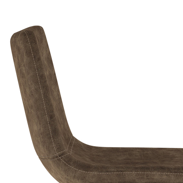 English Elm Warner Distressed Brown Faux Leather Dining Chair Set of 2 – Vintage Curved Seat, Stitching, Metal Frame B136P159651