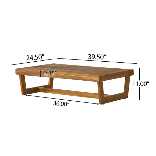 English Elm Christopher Knight Home® - SHERWOOD Teak Acacia Coffee Table with Slat Paneling and Bold Legs, Weather-Resistant, 39.5" L 64869.00