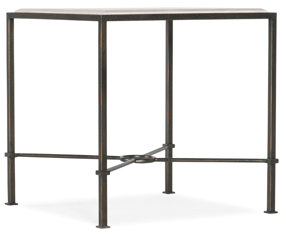 Hooker Furniture End Table With Creamy Beige Marble Top And Charcoal X-Stretcher Base — Compact, Durable Accent For Modern Homes 5914-80113-00