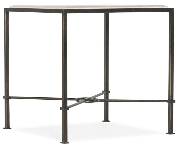 Hooker Furniture End Table With Creamy Beige Marble Top And Charcoal X-Stretcher Base — Compact, Durable Accent For Modern Homes 5914-80113-00