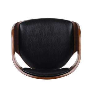 English Elm Christopher Knight Home® - BAR STOOL Mid-Century Modern Faux Leather Swivel with Walnut Veneer Frame and Chrome Footrest Black 67494.00PUMDNT