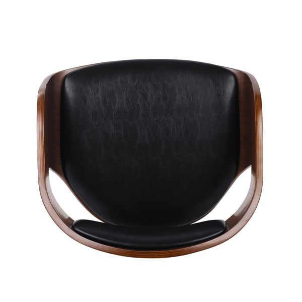 English Elm Christopher Knight Home® - BAR STOOL Mid-Century Modern Faux Leather Swivel with Walnut Veneer Frame and Chrome Footrest Black 67494.00PUMDNT