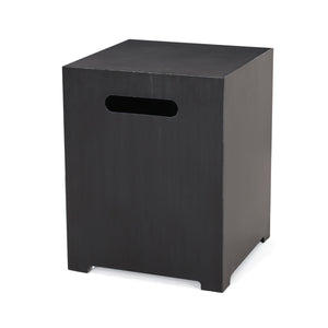 English Elm Propane Tank Cover Outdoor Iron Side Table with Slatted Storage for Fire Pit Patios 67760.00BLKBRS