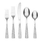 Cambridge Sasha Sand 20-Piece Stainless Steel Flatware Set with Chrome Accents