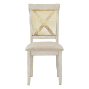 Homelegance By Top-Line Delroy Cane Accent X-Back Dining Chairs (Set of 2) White Rubberwood