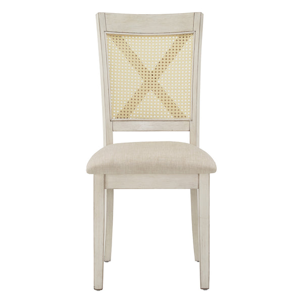 Homelegance By Top-Line Delroy Cane Accent X-Back Dining Chairs (Set of 2) White Rubberwood