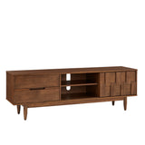 Homelegance By Top-Line Jenna Mid-Century Wood 2-Drawer TV Stand Brown Rubberwood