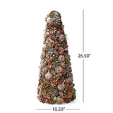 Christopher Knight Home® - Noble House - Pre-Decorated Pine Cone and Glitter Unlit Artificial Tabletop Christmas Tree