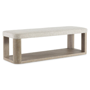 Bernhardt Bernhardt Loggia 58" Bench With Wire‑Brushed Oak Base, Upholstered Performance Seat & Lower Shelf 345507