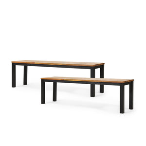 English Elm Lindsey Outdoor Acacia Wood Slat Bench with Metal Base for Patio and Garden Spaces 71986.00